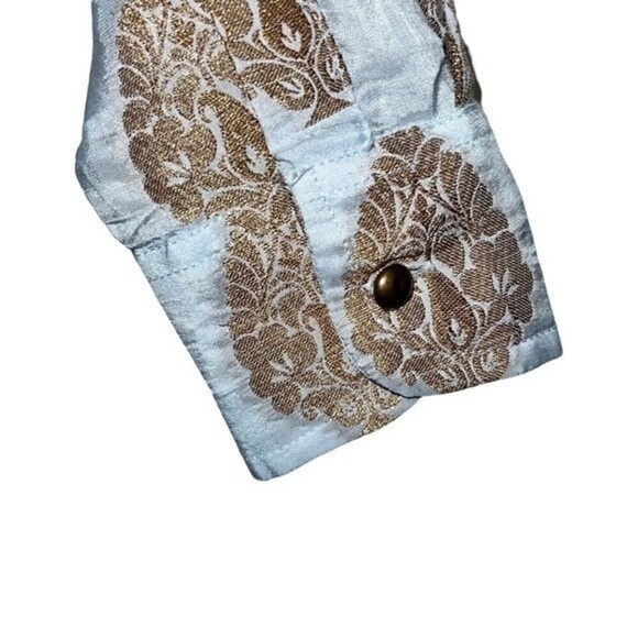 BELLA TU Bohemian Contemporary Coastal Embroidered Silk Blend Tunic Top Size S - Picture 3 of 13